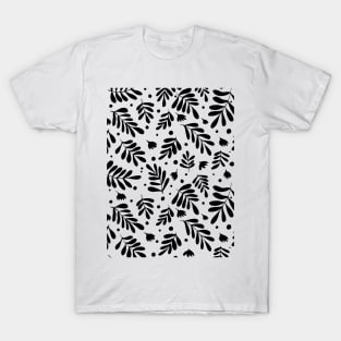 Branches and flowers - black and white T-Shirt